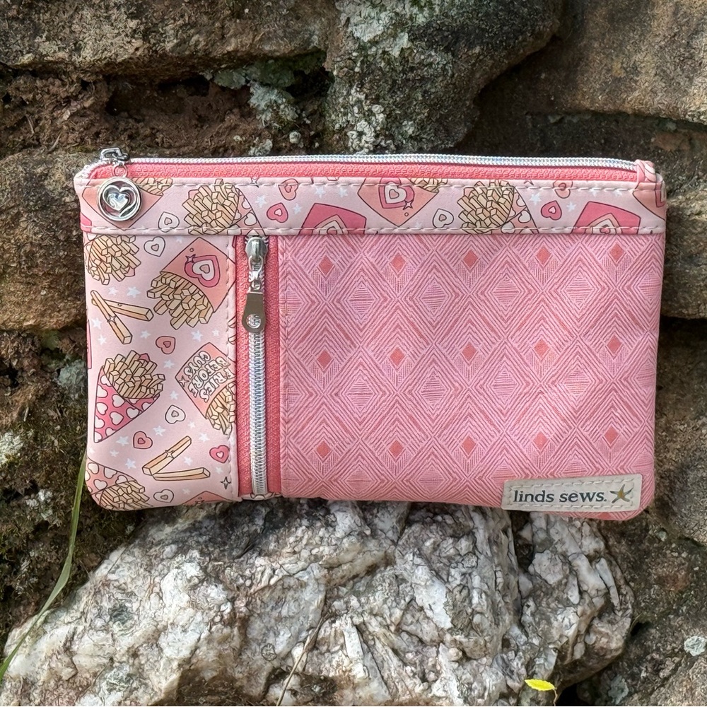 Pink “Fries Before Guys” Women's Zip Clutch Handcrafted